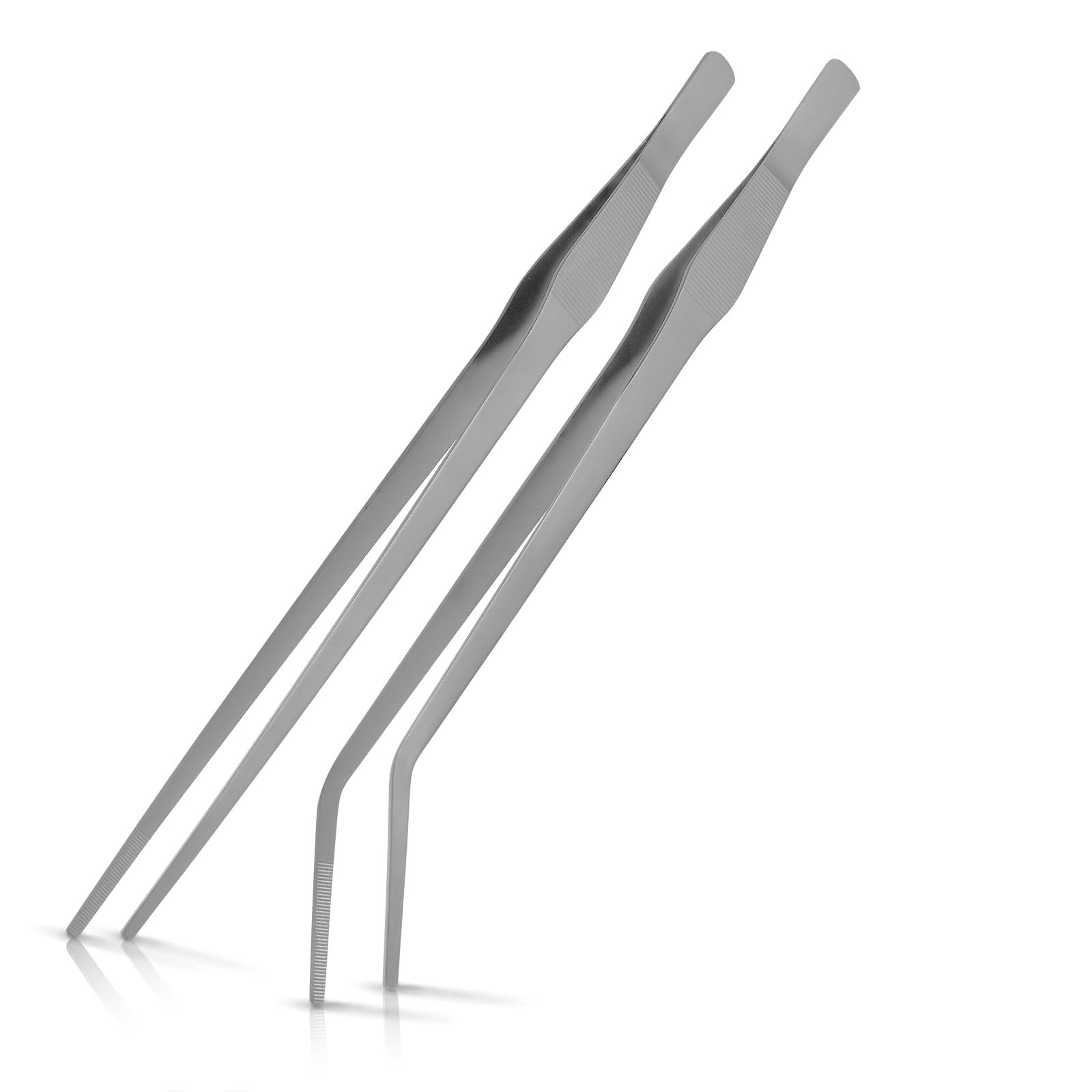 ACEONE Long Tweezers Aquarium 15inch/38cm, 2pcs Stainless Steel Straight and Curved Tongs for Fish Tank Aquascape Tools, Reptile Snake Feeding