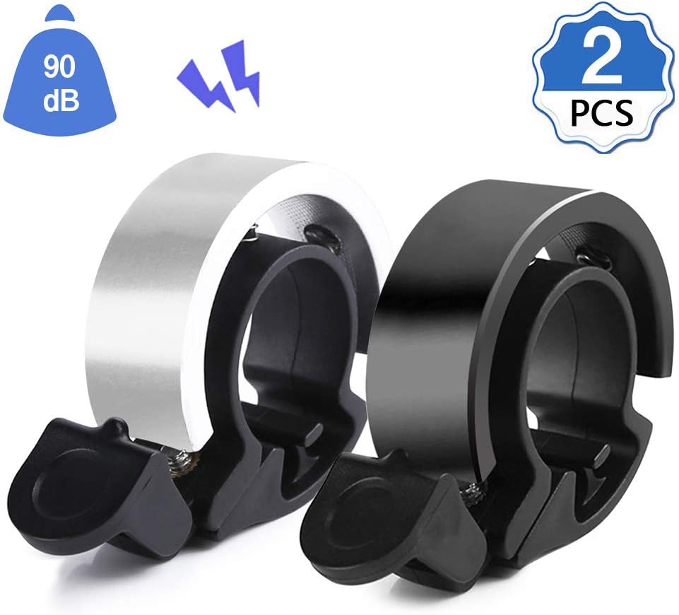 2 Pack Bike Bell, Bicycle Bell with Loud and Clear Sound, QType Aluminum Alloy Mountain Bike