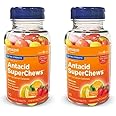 Amazon Basic Care Extra Strength Antacid SuperChews Chewable Tablets, Assorted Fruit, 90 Count (Previously SoundHealth) Orange, Pink, Yellow (Pack of 2)