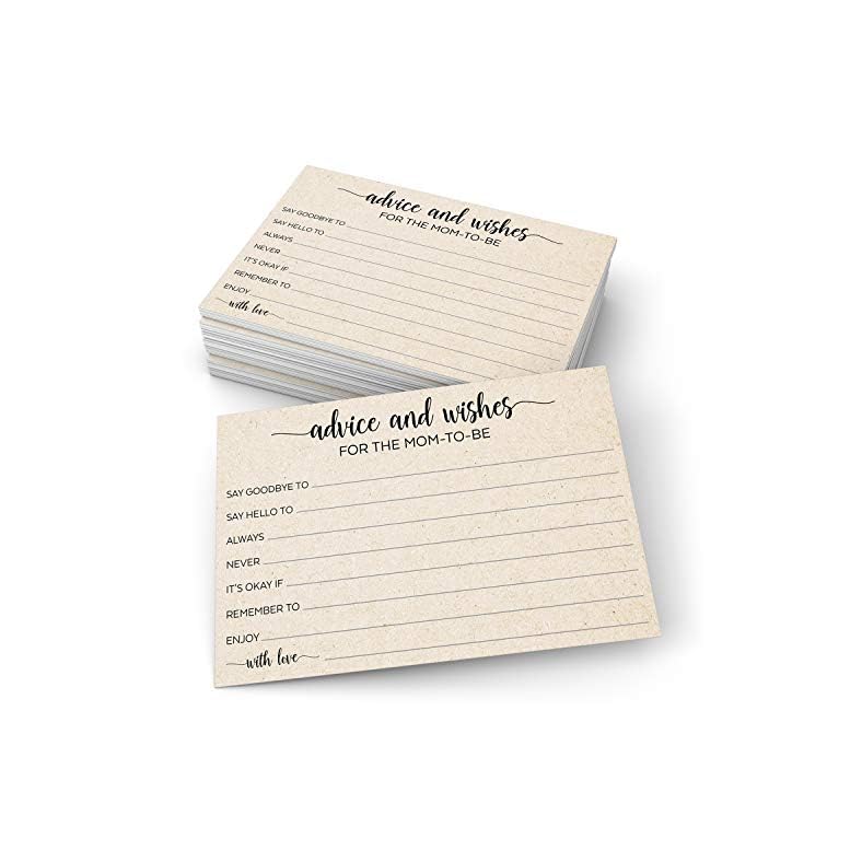 321Done Advice and Wishes for The Mom-to-Be (50 Cards) 4″ x 6″ for Baby Advice Cards for Baby Shower Game Simple Elegant – Made in USA – Kraft Tan Large