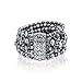 Bling Jewelry Multi Strand Stretch Simulated Black Pearl Bracelet Rhodium Plated