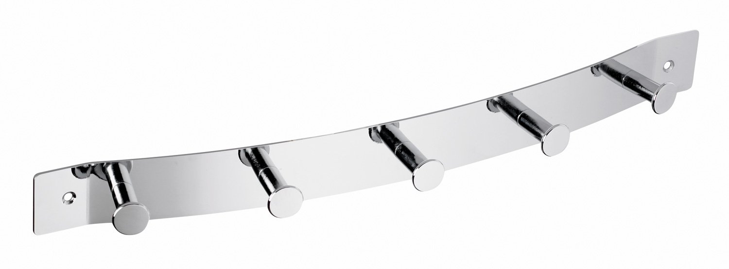 Alco 16" Chrome Plated Coat Rack with 5 Hooks 2835