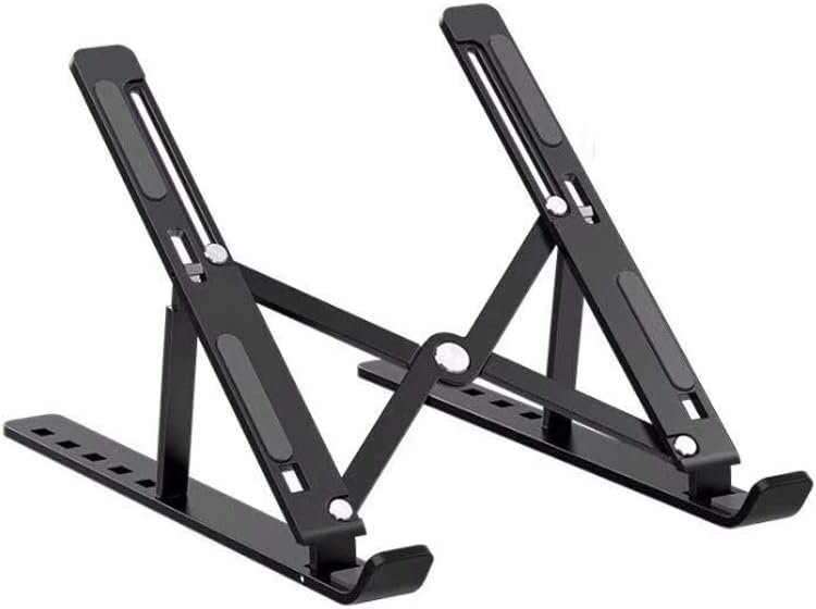 Portable Laptop Stand, Adjustable Tablet Notebook Stand for iPad, MacBook Pro, Laptop Desk Riser Foldable Notebook Cooling Stand for MacBook, Dell, Asus, Lenovo etc. – Black
