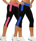 iLoveSIA 2PACK Women's Capri Tights Pants Running Leggings
