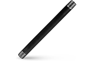 SUPPLY GIANT SupplyGiant 1/2 x 18 Inch Black Steel Pipe, Heavy Duty Industrial Malleable Iron Pipes, Pre Cut Threaded Nipple Great For All DIY Furniture And Black Pipe Shelving