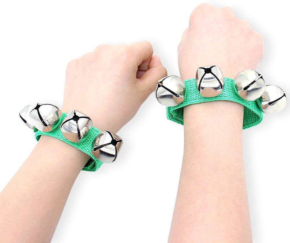 Jingle Bells, Augshy 20 packs Christmas Wrist Jingle Bells, 10 Colors Christmas Hand Bells, Classroom Music Jingle Bells for School and Party Favors