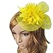 Zking Women Fascinator Hair Pillbox Rose Veil Cocktail Party Wedding Hat (A-pastel yellow)
