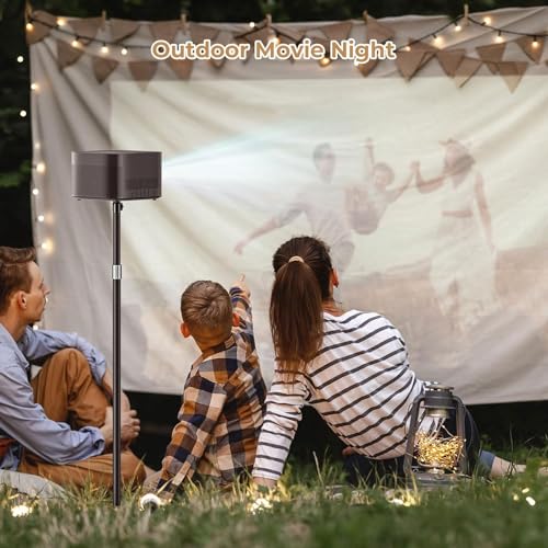 Hcosmy Universal Projector Floor Stand, Black Iron, 160cm Height, 360° Rotatable, Compatible with Most Mini Video Projectors for Home Office