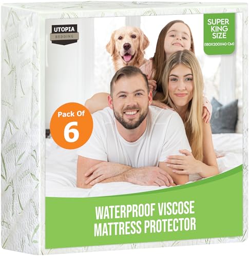 Utopia Bedding Waterproof Viscose Mattress Protector, Super King Bed Size (Pack of 6-180 x 200 x 40 cm) Premium Bamboo Viscose Mattress Cover, OEKO-Tex Certified, Machine Washable Mattress Protector
