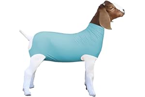 FUZIDDN Spandex Goat Tube for Show Goats - Show Livestock Supplies: Goat Covers & Blankets (Light Blue, Large)
