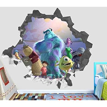 Amazon Com Monster Inc Wall Decal Smashed 3d Sticker Vinyl Decor