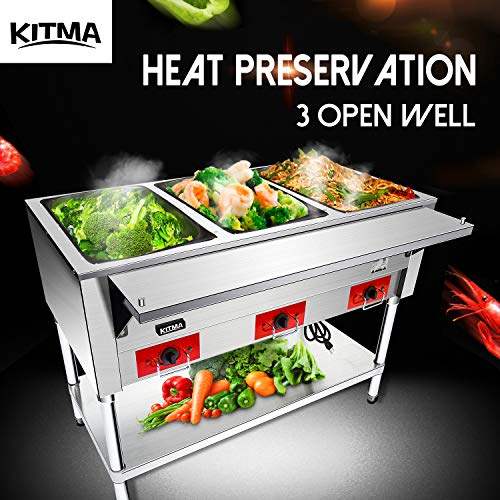 image for 110 V Commercial Electric Food Warmer – Kitma 3 Pot Stainless Steel 