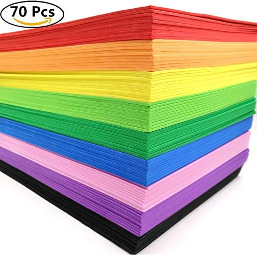 70 Pieces EVA Foam Sheets (11 x 8 inches) Assorted Colorful Crafting Sponge for DIY Projects,Classroom,Parties and More
