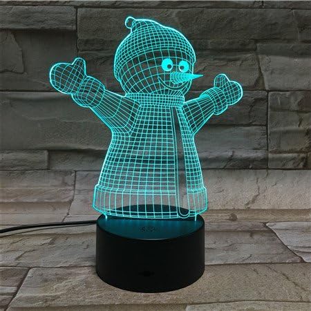 LE3D 3D Optical Illusion Desk Lamp/3D Optical Illusion Night Light, 7 Color LED 3D Lamp, Snow Man 3D LED For Kids and Adults, Snow Man Light Up