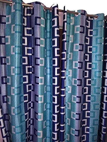 Buy Good Filling Two Piece Fancy Door Curtains 4 X 9 Feet Blue