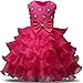 NNJXD Girl Dress Kids Ruffles Lace Party Wedding Dresses Size 6-7 Years Rose(140)