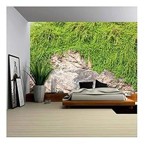 Green Vines and Natural Stones - Canvas Art Wall Mural Decor - 66"x96"