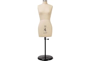 lavandeform Half Scale Dress Form Pro Size 10 Detailed mini Version of Mannequin（Not Adult Full Size Fully Pinable Dressmaker Dummy.1/2 Female Mannequin for Pattern Making (Beige, 10)