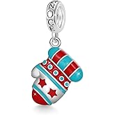 GNOCE Christmas Glove Pendant Charm Sterling Silver Dangle Christmas Charm Fit Bracelet/Necklace for Women Wife/Jewelry Gift
