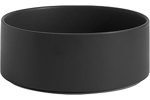 Havniva Non-Slip Ceramics Dog Food Bowl Dog Water Bowl Dog Dish for Large Dog Protect Cervical Spine (8in Single Bowl, Black)