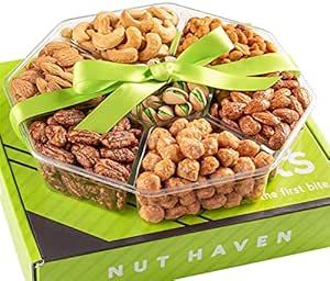 Holiday Nuts Gift Basket - Fresh Sweet &amp; Salty Dry Roasted Gourmet Gift Basket - Food Gift Basket for Christmas, Thanksgiving, Fathers Day, Mothers Day, Sympathy, Family, Men &amp; Women