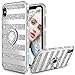 Maxdara Case for iPhone Xs/iPhone X Glitter Case Striped Ring Holder Kickstand Grip Bling Sparkle Diamond Rhinestone Protective Bumper Luxury Pretty Fashion Girls Women Case X/XS 5.8 inch (Silver)