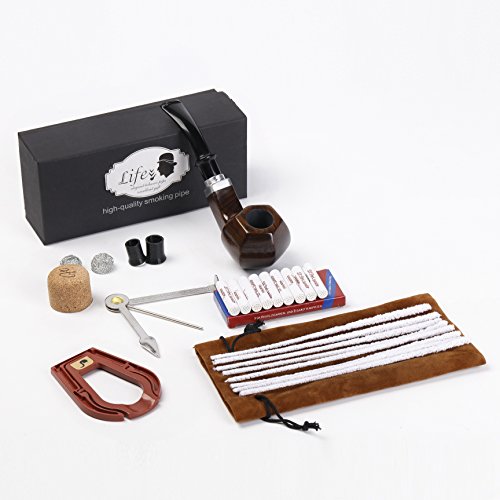 Ebony Wooden Tobacco Pipe Smoking Pipe with Accessories and Gift Package