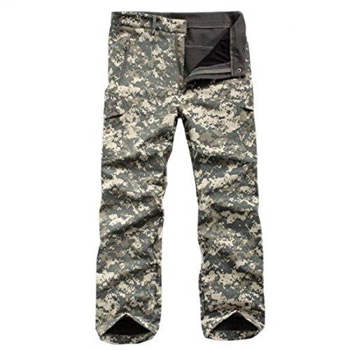 Eglemall Men's Military Tactical Hunting Pants Fleece Softshell Trousers ACU XL
