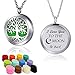 Essential Oil Necklace Diffuser Family Tree of Life Necklace Pendant Aromatherapy Locket 49 Refill Pads (Moon Back Diffuser Locket)