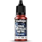 Vallejo - Ruby Red Airbrush, True Metallic Metal TMM, 18 ml (0.6 fl.oz.) | Acrylic TMM Colors for Painting Metal Effects on Fantasy, Historical, and Wargaming Miniatures, BSL System