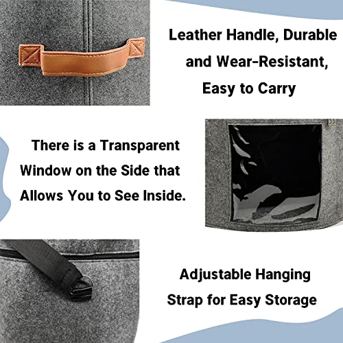 Hat Storage Box for Travel fit Women Men, Large Round Foldable Toy Store with Dustproof Lid, Cowboy Hat Organizer, Stuffed Animal Toy Storage Bin, Collapsible Felt Hat bag, Stackable Big Hat Case