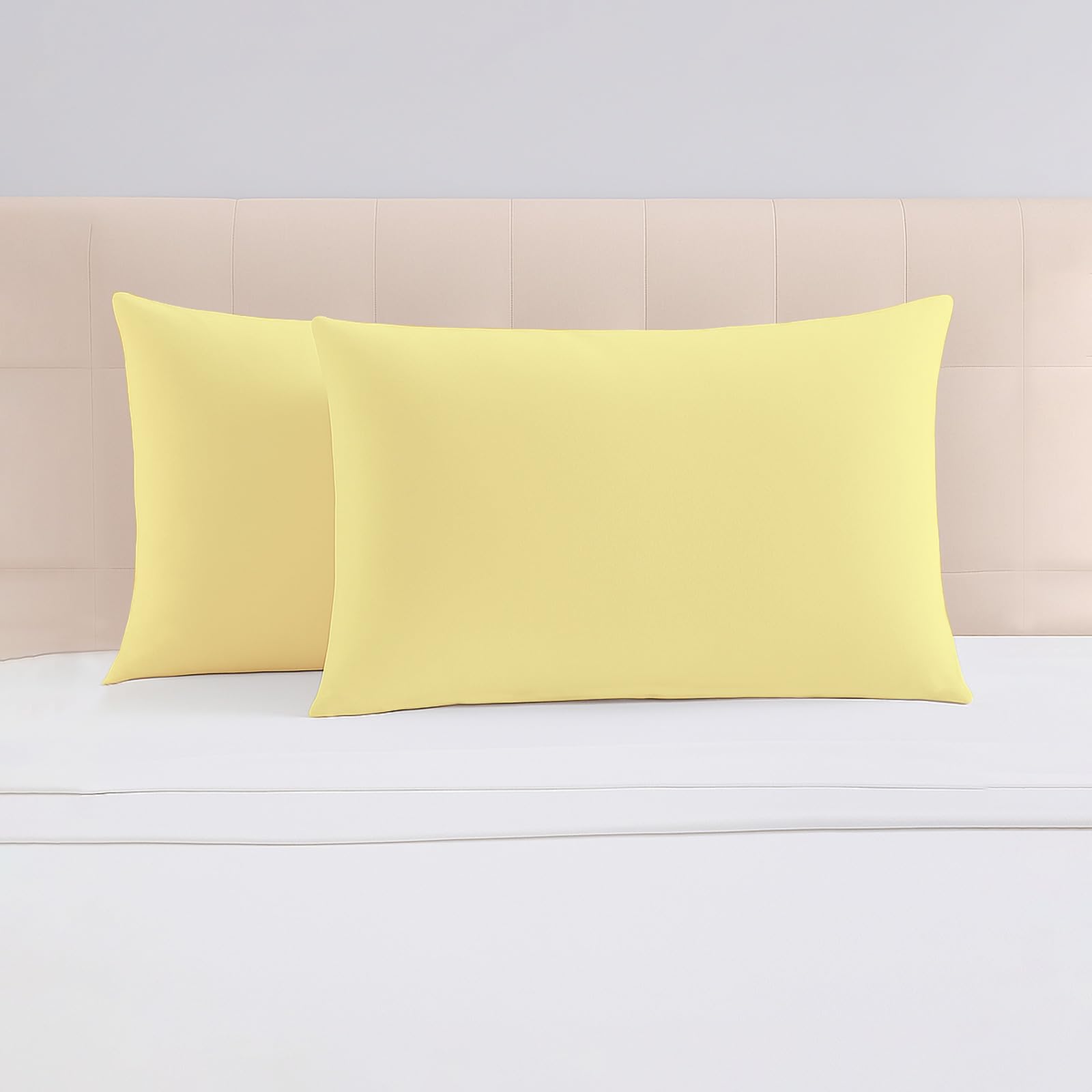 Pizuna Luxurios Cotton Housewife Pillowcases 2 Pack Mellow Yellow 48x74cm, 1000 Thread Count Long Staple Combed Cotton Thick Pillow Cover, Soft Sateen Housewife Pillow Cases (Cooling Pillowcase) — image 1