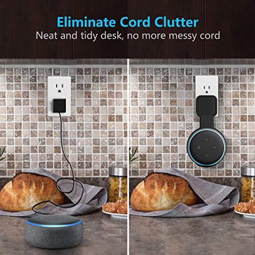 Outlet Wall Mount Holder Compatible with Dot 3rd Generation, A Space-Saving Solution for Your Smart Home Speaker, Clever Dot Accessories with Built-in Cable Management Hide Messy Wires - Thumbnail 2