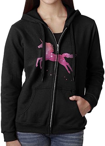 Pink Galaxy Unicorn Women's Active Comfy Full-Zip Hooded Sweatshirt S