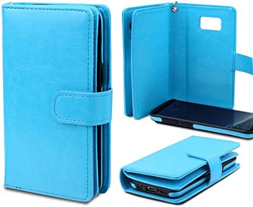 JUZI Samsung Galaxy S8 Plus Case , [Slim Fit] Purse phone Case with Built-in Multi Credit Card/ID Card Slots - Book Folio Style Magnetic Flip Wallet Cover with Strap for S8plus (Blue)