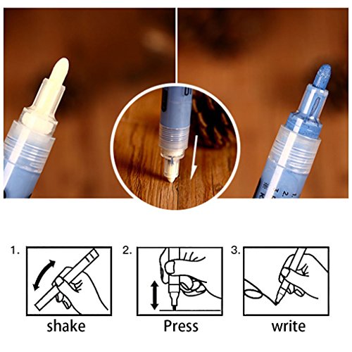 Acrylic Paint Markers Pens Set, SAYEEC 24 Color Medium Point Tip Art Permanent Paint Pens for Ceramic, Rock Painting, Mug Design, Glass, Canvas, Photo Album, Metal, Gift DIY Craft for Kids - Thumbnail 6