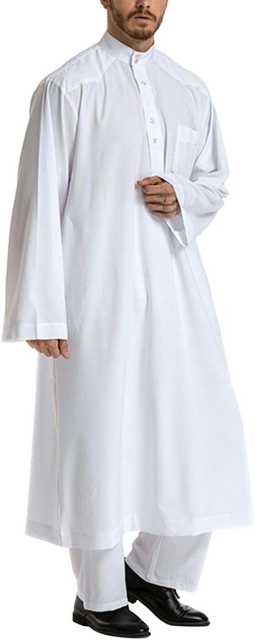 Men's Thobe Arab Muslim Wear Robe Dress Pants Abaya Islamic Robes Clothing