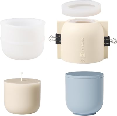 BOOWAN Nicole 9oz Round Candle Vessel Silicone Mold with Lid