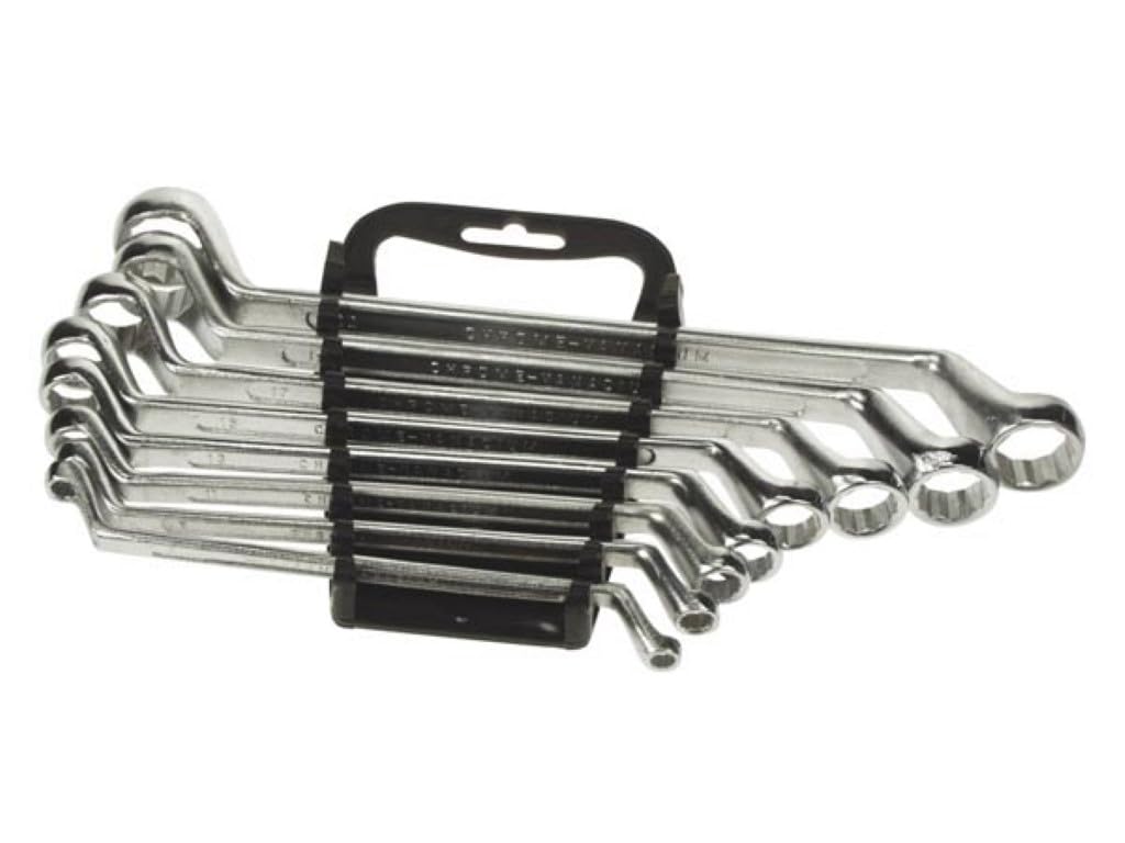Perel 1440 R8 Vanadium Double Ring Spanner Wrench Set 8 – 22 mm – Chrome (Pack of 8)