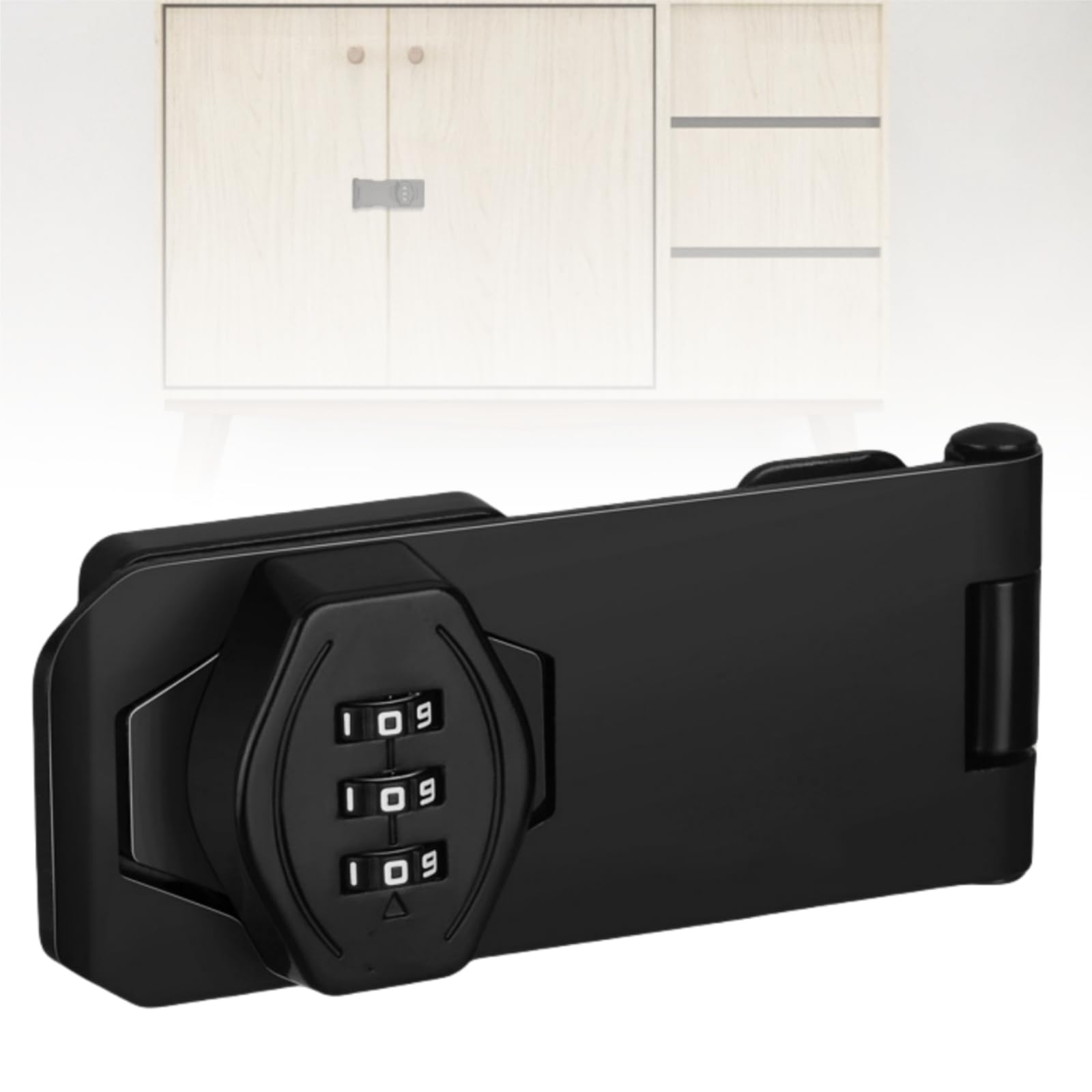 Cabinet Password Locks 4-Inch Door Combination Hasp Lock Shed Lock Security Rotate Bolt Gate Latch for Kitchen Drawers Cabinets Cupboard Office File Cabinet (Black)