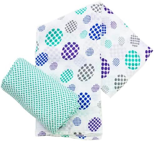 Plum Collections Pattern Cotton Muslin Squares Swaddle Wraps Spots Design (Pack of 2, X-Large)
