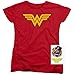 Popfunk Classic Wonder Woman Logo Mother's Day Womens Premium Cotton Short Sleeve Graphic T-Shirt & Stickers (Large) Red