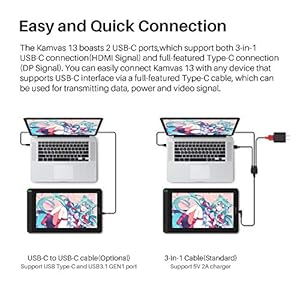 HUION Kamvas 13 Tavoletta Grafica con Schermo Compatibile con Android, Funzione di Inclinazione di ±60° Stilo Senza… - immagine 3