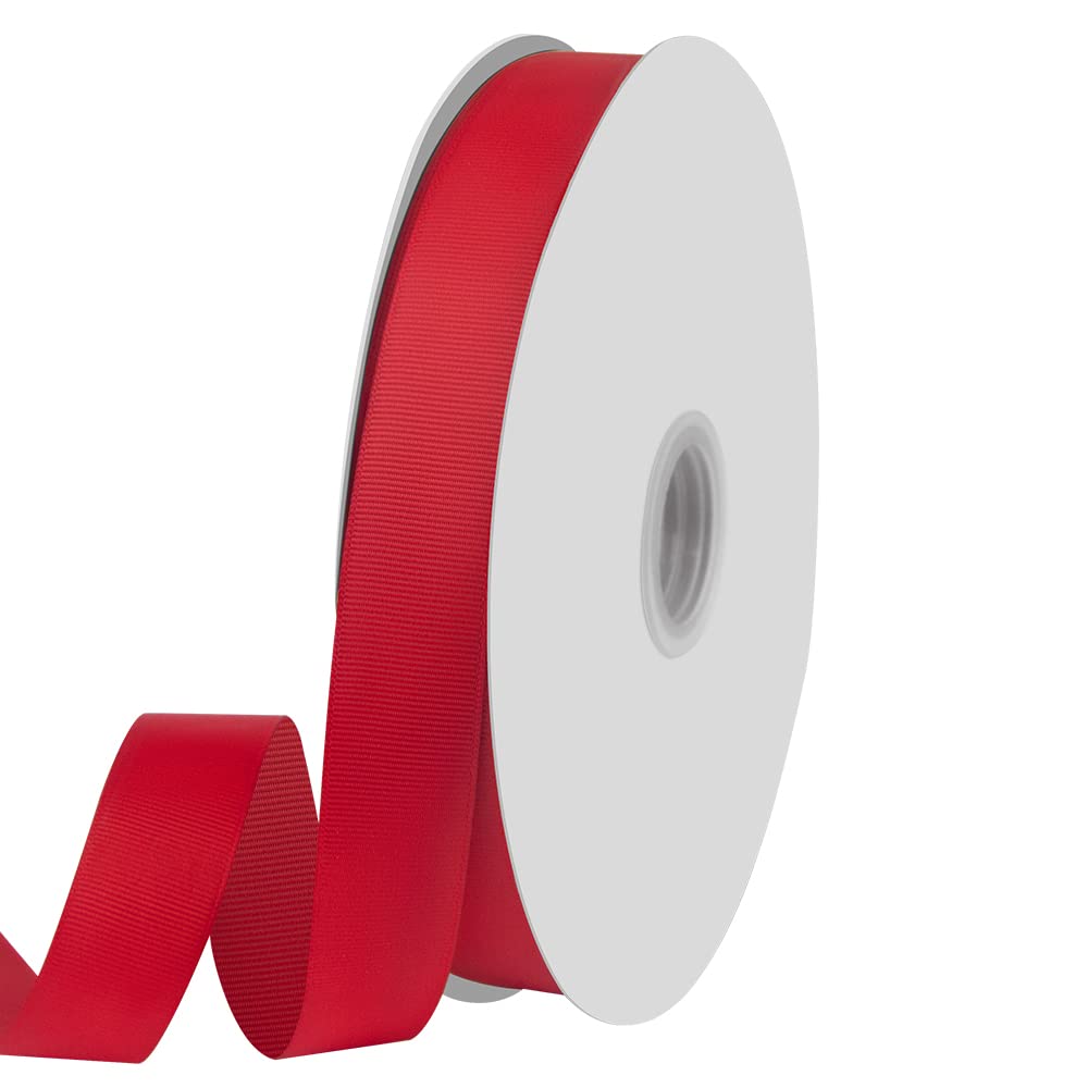 Photo 1 of 1" X 100 Yards Red Grosgrain Ribbon, Premium Grosgrain Ribbon for Sewing, Gift Wrapping, Bow Making, Wedding Decor, Wrapping and More (Red)