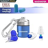 MASWATER Ear Plugs for Sleeping - High Fidelity Earplugs Noise Reduction Earplugs for Concert Noise Sensitivity Conditions by Plane, Swimming, Silicone Material Gift Box Packaging (19NNR)