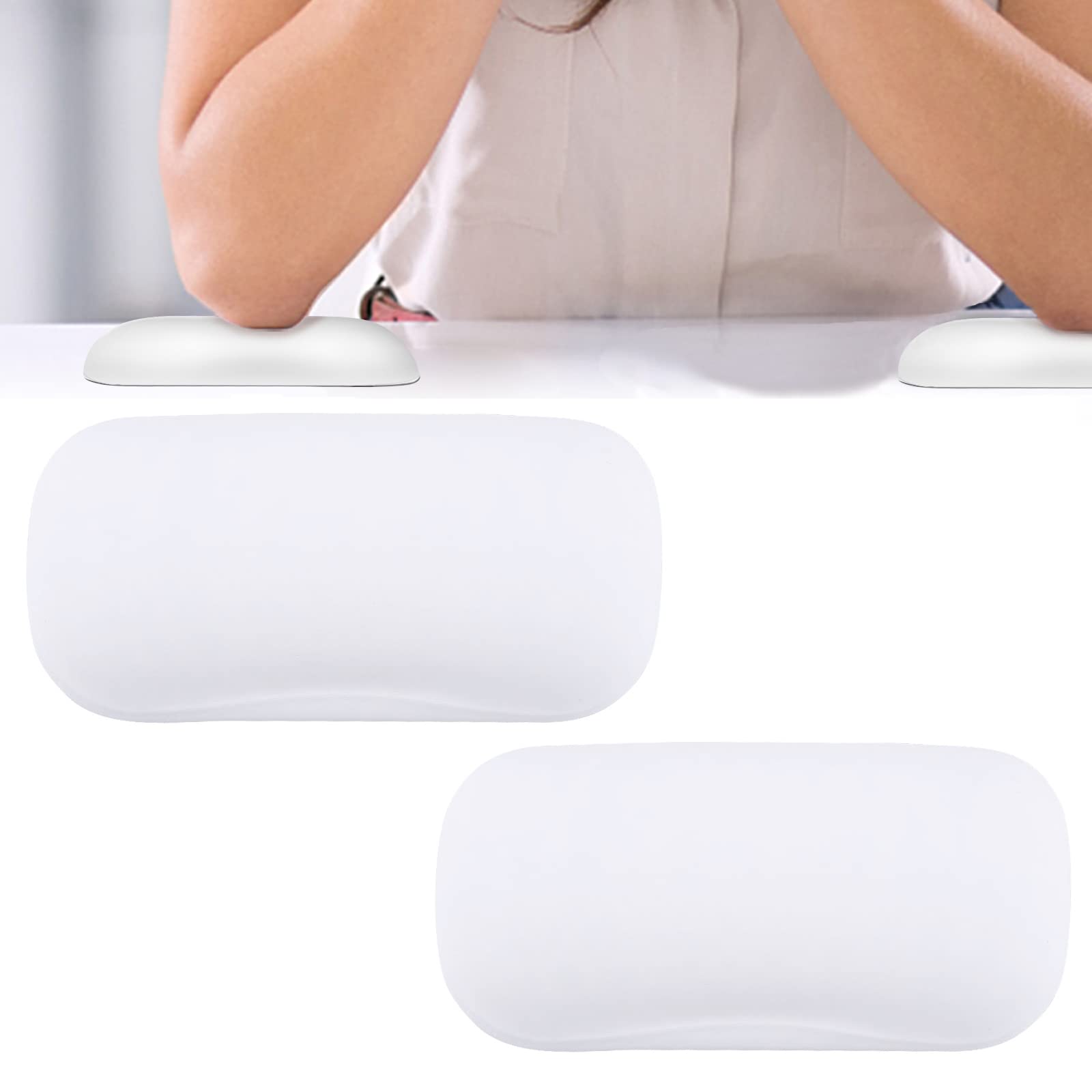 EBANKU 2Pcs Nail Arm Rest Elbow Rest Pads for Desk, Wrist Arm Rest Cushion Support Ergonomic Non Slip Manicure Hand Rest for Acrylic Nails Tech, Office, Gaming(Off White)