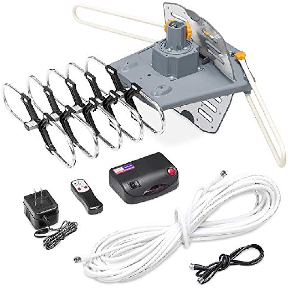 HDTV Rotor Remote Outdoor Amplified Antenna 360 UHF/VHF/FM 150 Miles