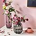 CASAMOTION Vases Hand Blown Solid Color Home Decor Centerpieces Gift Art Ribbed Glass Vase, Smoke, 8''