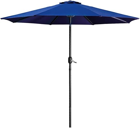 Amazon Com Usspous Garden Patio Umbrella Outdoor Round Umbrella With With Push Button Crank System Angle Tilt Adjustment Non Fading Backyard Parasol Navy Blue 9ft Round Garden Outdoor