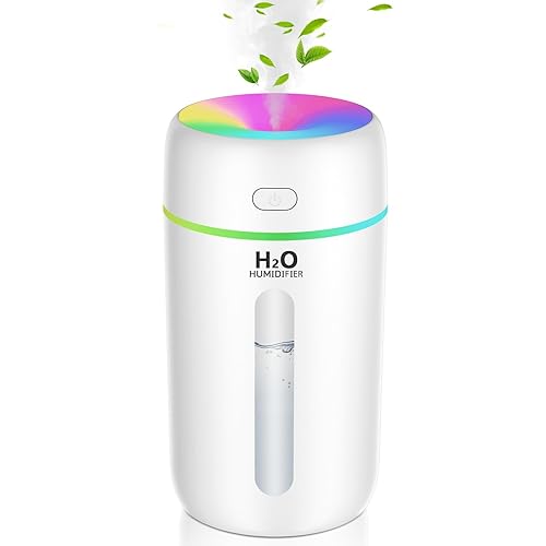 KISSLEAF Mini Room Humidifier 250ml for Bedroom, Children's Room, Plants, 15 H Lonue Duration 28 dB Silent Baby Air Humidifier